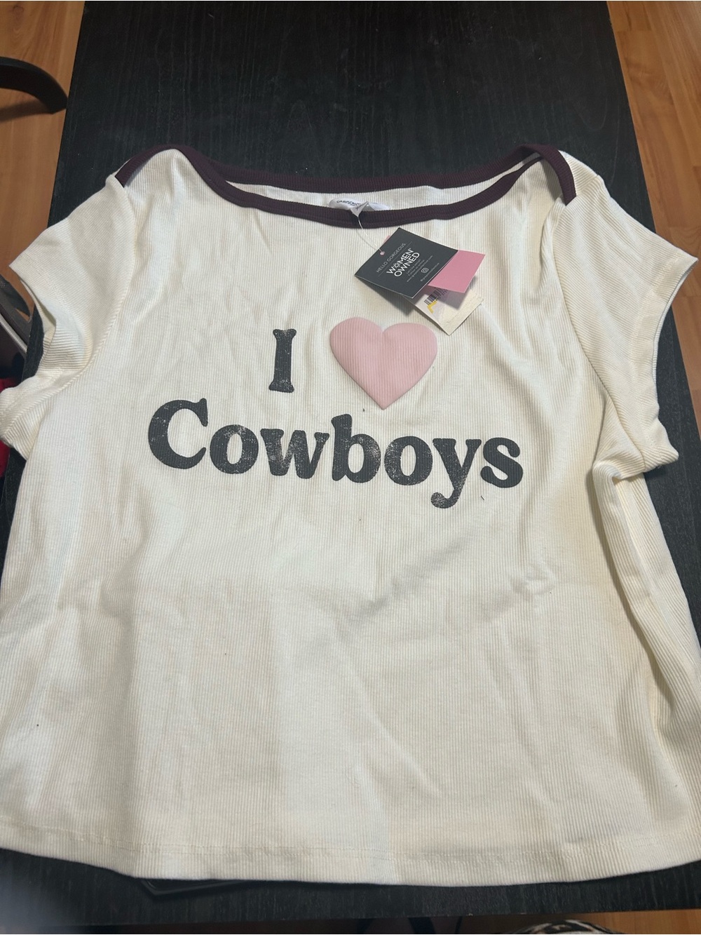 Grayson Threads Cream Tee with Pink Heart and Black Text